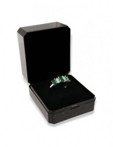 Anello Argento Rodiato Riviera 3 Zirconi Verdi [5d71f511]