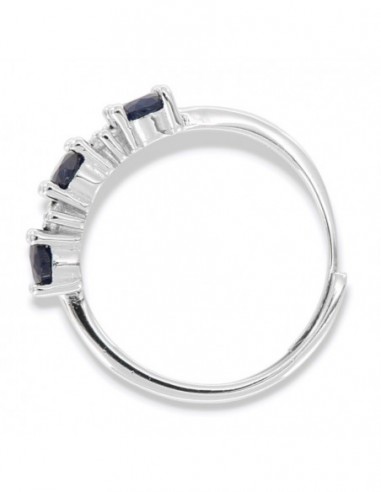 Anello Argento Rodiato Riviera 3 Zirconi Blu [b4e6af19]
