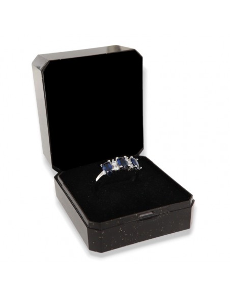 Anello Argento Rodiato Riviera 3 Zirconi Blu [dadd2d10]