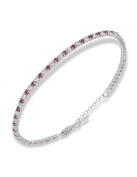 Bracciale Argento Tennis Zirconi Bianchi Fucsia 2MM [ee424daa]
