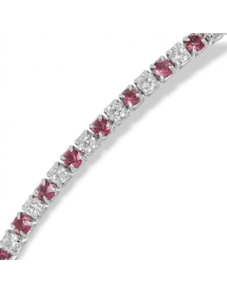 Bracciale Argento Tennis Zirconi Bianchi Fucsia 2MM [fbdf9905]