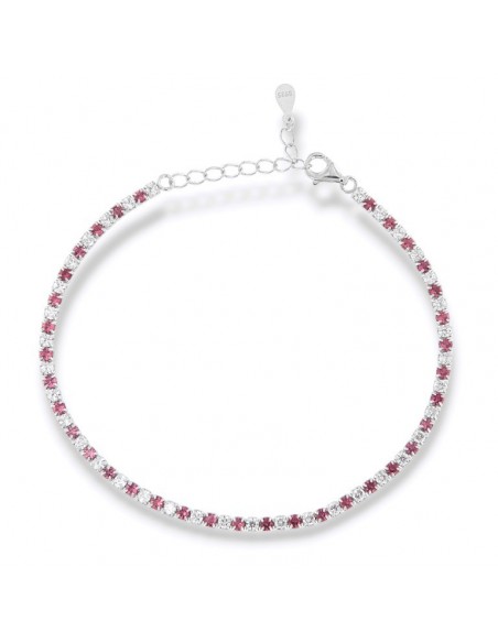 Bracciale Argento Tennis Zirconi Bianchi Fucsia 2MM [fe8fde1b]