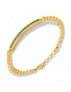 Bracciale Argento Dorato Piastra Centrale Zirconi Verdi E Bianchi [4d042453]
