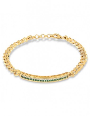 Bracciale Argento Dorato Piastra Centrale Zirconi Verdi E Bianchi [09227878]