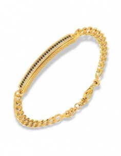 Bracciale Argento Dorato Piastra Centrale Zirconi Bianchi Blu [faaef896]