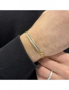 Bracciale Argento Dorato Piastra Centrale Zirconi Bianchi Blu [faaef896] 2