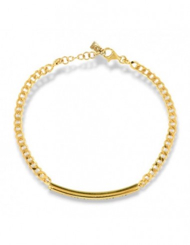 Bracciale Argento Dorato Piastra Centrale Zirconi Neri Bianchi [8e090ca1]