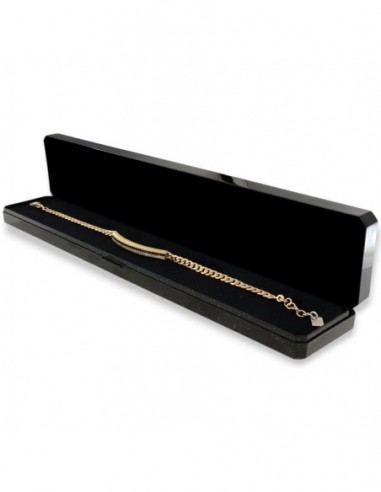 Bracciale Argento Dorato Piastra Centrale Zirconi Neri Bianchi [572f4fac]