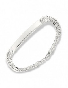 Bracciale Argento Rodiato Piastra Centrale Grumetta Schiacciata [6e013cd2]