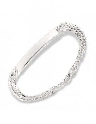 Bracciale Argento Rodiato Piastra Centrale Grumetta Schiacciata [6e013cd2]