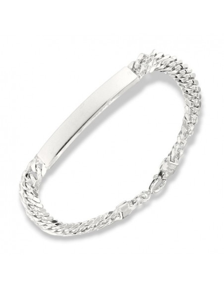 Bracciale Argento Rodiato Piastra Centrale Grumetta Schiacciata [6e013cd2]