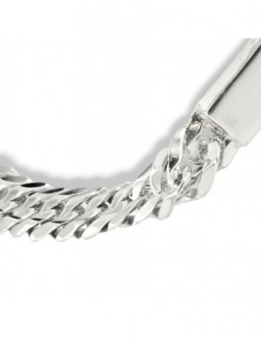 Bracciale Argento Rodiato Piastra Centrale Grumetta Schiacciata [805d9059]