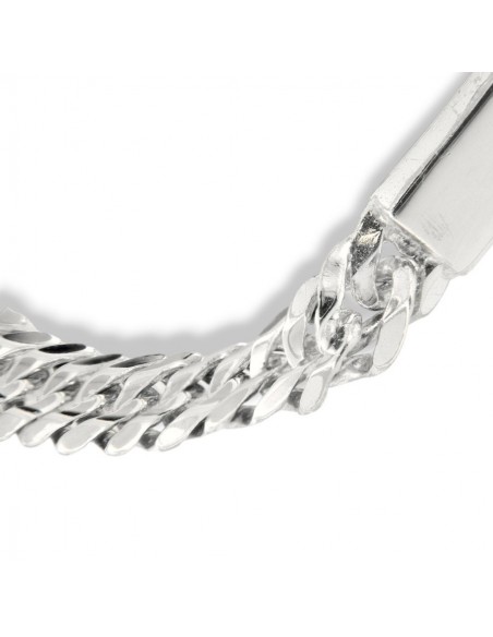 Bracciale Argento Rodiato Piastra Centrale Grumetta Schiacciata [805d9059]