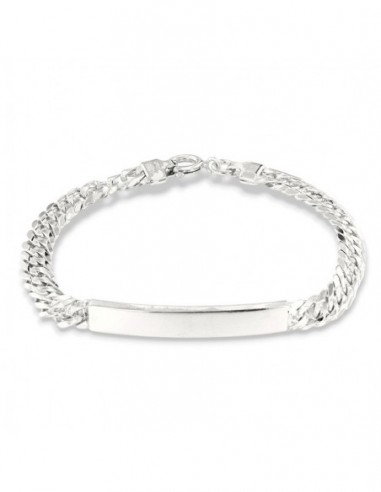Bracciale Argento Rodiato Piastra Centrale Grumetta Schiacciata [850dd747]