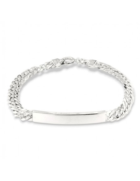 Bracciale Argento Rodiato Piastra Centrale Grumetta Schiacciata [850dd747]
