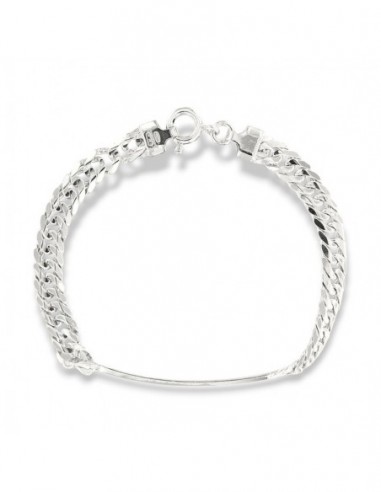 Bracciale Argento Rodiato Piastra Centrale Grumetta Schiacciata [32101643]