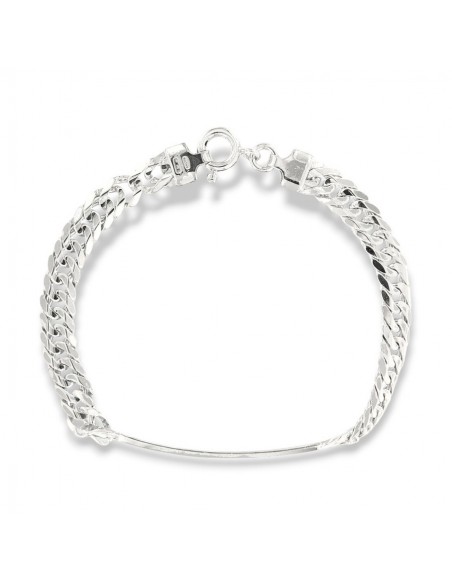 Bracciale Argento Rodiato Piastra Centrale Grumetta Schiacciata [32101643]
