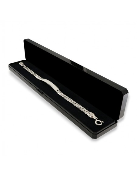 Bracciale Argento Rodiato Piastra Centrale Grumetta Schiacciata [eb36554e]