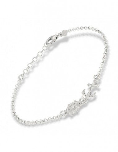 Bracciale Argento Rodiato Catena Ancora Timone [ff2799cb]