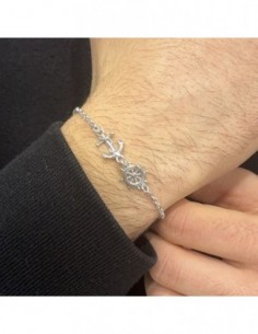 Bracciale Argento Rodiato Catena Ancora Timone [ff2799cb] 2