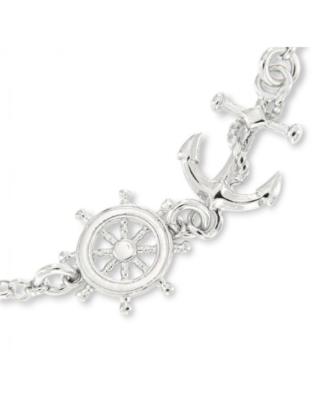 Bracciale Argento Rodiato Catena Ancora Timone [7879ebd1]