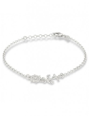 Bracciale Argento Rodiato Catena Ancora Timone [7d29accf]