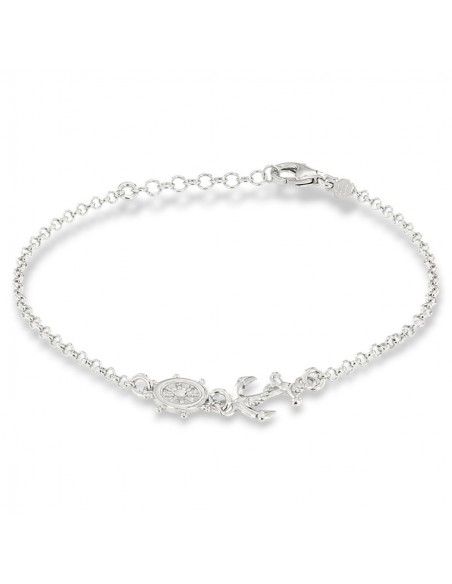 Bracciale Argento Rodiato Catena Ancora Timone [7d29accf]