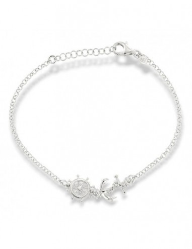 Bracciale Argento Rodiato Catena Ancora Timone [ca346dcb]