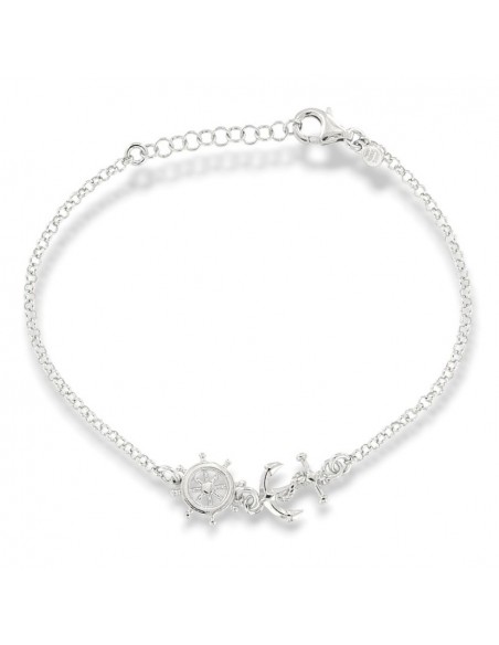 Bracciale Argento Rodiato Catena Ancora Timone [ca346dcb]
