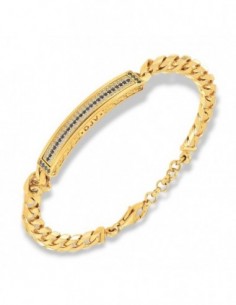 Bracciale Argento Dorato Piastra Centrale Zirconi Blu E Bianchi [233fa65a]