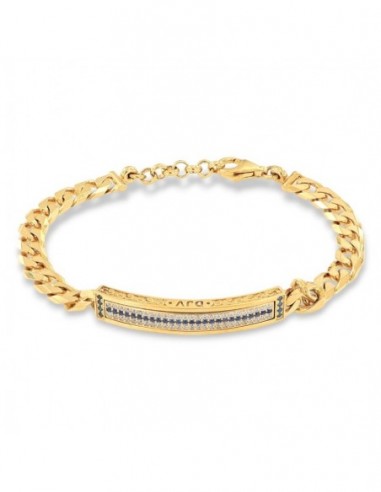 Bracciale Argento Dorato Piastra Centrale Zirconi Blu E Bianchi [077bc97b]