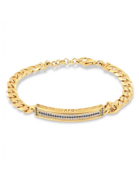Bracciale Argento Dorato Piastra Centrale Zirconi Blu E Bianchi [077bc97b]