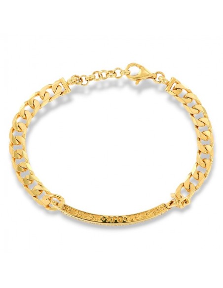 Bracciale Argento Dorato Piastra Centrale Zirconi Blu E Bianchi [b066087f]