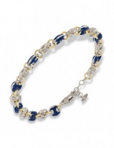 Bracciale Argento Rodiato Maglia Marina Blu Spessa [af9a8846]