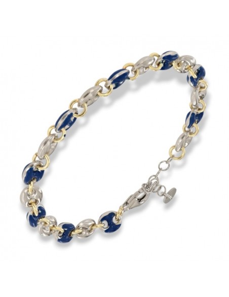 Bracciale Argento Rodiato Maglia Marina Blu Spessa [af9a8846]