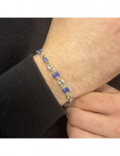 Bracciale Argento Rodiato Maglia Marina Blu Spessa [af9a8846] 2