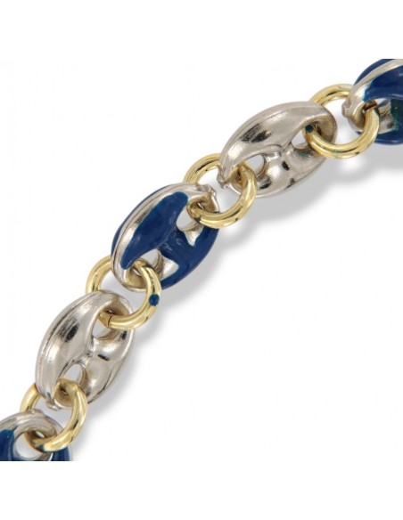 Bracciale Argento Rodiato Maglia Marina Blu Spessa [00c492bb]