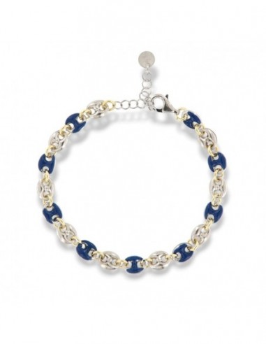 Bracciale Argento Rodiato Maglia Marina Blu Spessa [b28914a1]