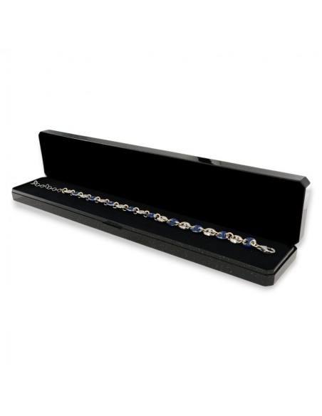 Bracciale Argento Rodiato Maglia Marina Blu Spessa [6baf57ac]