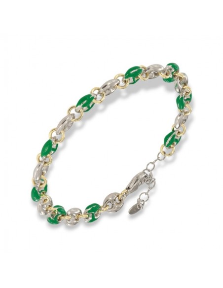 Bracciale Argento Rodiato Maglia Marina Verde Spessa [aacacf58]