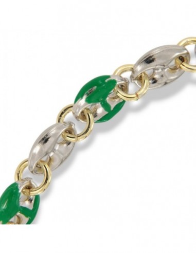 Bracciale Argento Rodiato Maglia Marina Verde Spessa [958399be]
