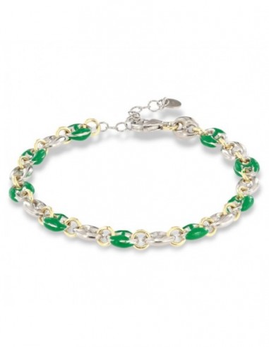 Bracciale Argento Rodiato Maglia Marina Verde Spessa [90d3dea0]