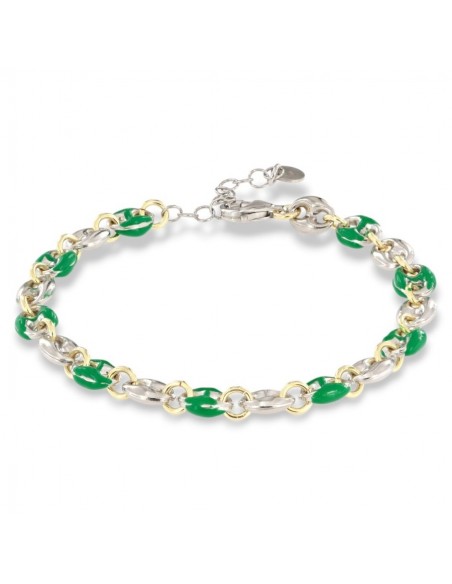 Bracciale Argento Rodiato Maglia Marina Verde Spessa [90d3dea0]