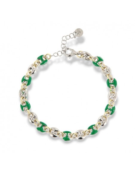 Bracciale Argento Rodiato Maglia Marina Verde Spessa [27ce1fa4]