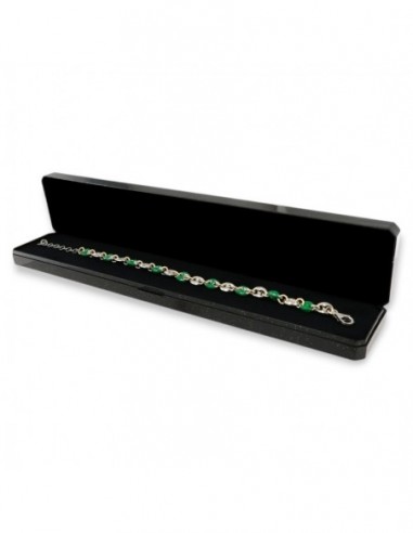 Bracciale Argento Rodiato Maglia Marina Verde Spessa [fee85ca9]