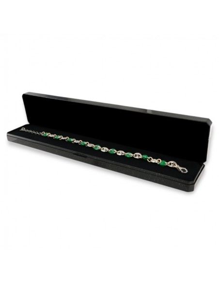 Bracciale Argento Rodiato Maglia Marina Verde Spessa [fee85ca9]