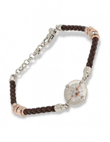 Bracciale Argento Rodiato Rosa Dei Venti Laccio [c4f14d51]