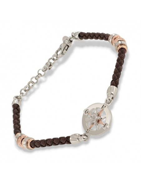 Bracciale Argento Rodiato Rosa Dei Venti Laccio [c4f14d51]