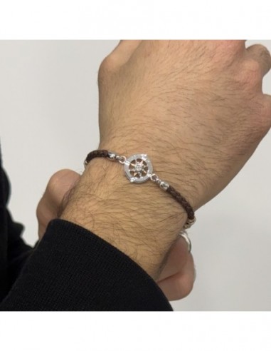 Bracciale Argento Rodiato Rosa Dei Venti Laccio [2cc7e9b9]