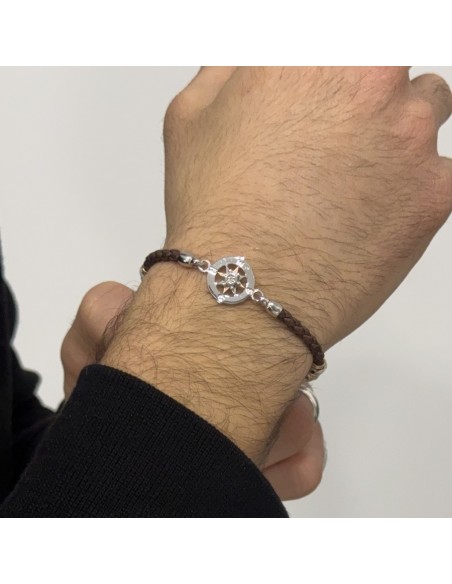 Bracciale Argento Rodiato Rosa Dei Venti Laccio [2cc7e9b9]